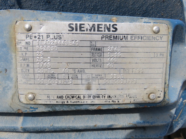 25 hp Siemens AC Motor, 1765 Rpm , 460v