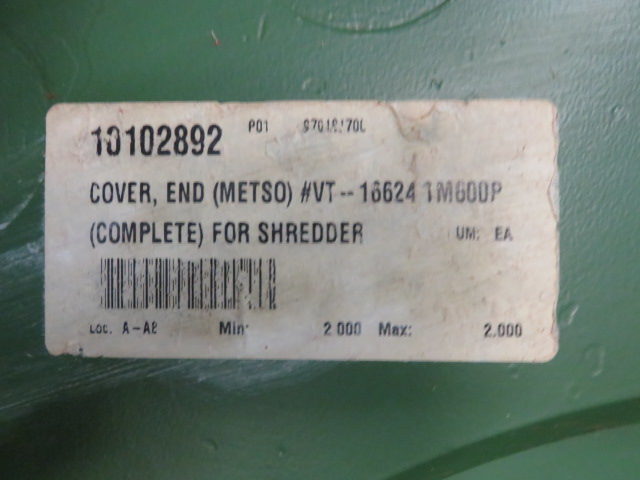 Cover End  for Shredder Metso TM600P,  Unused