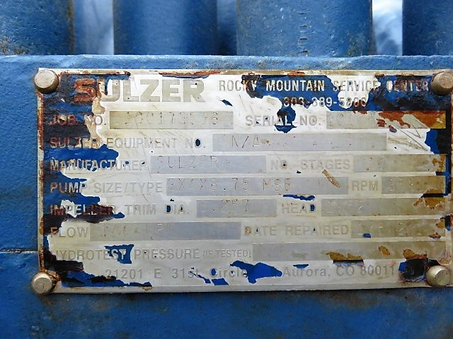 Sulzer Bingham multistage pump type MSE size 2x4x8.75 , 10/8 stages with Turbodyne Turbine