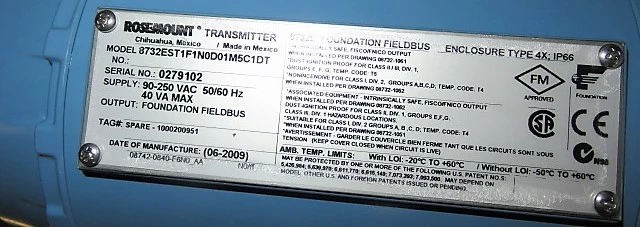 Rosemount Magnetic Flowtube Series 8700, model 8705FHA060C6W0N0B3Q4Q8Q66, size 6″-600 , Unused Spare Room