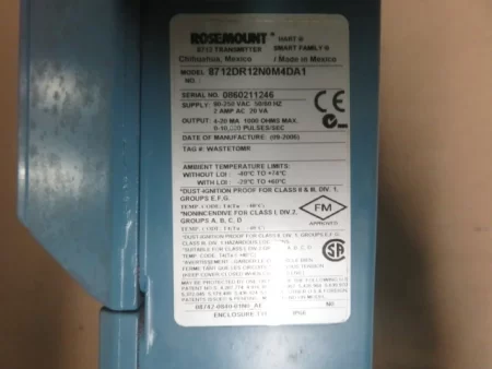 Rosemount 8712DR12N0M4DA1 Remote Mount Magnetic Flowmeter Control , Unused