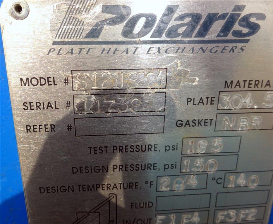Polaris Plate Heat Exchanger model S121IS294 , S/N 11739
