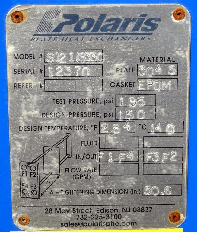 Polaris Plate Heat Exchanger model S121IS330 , S/N 12370