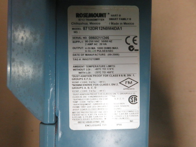 Rosemount 8712DR12N0M4DA1 Remote Mount Magnetic Flowmeter Control , Unused