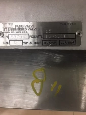 Fabri-Valve 8″-150 Knife Gate Valve Hand Wheel Operated