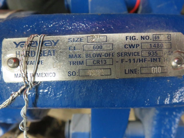 Yarway 2″ 600# Globe Valve model 5627B Unused Condition