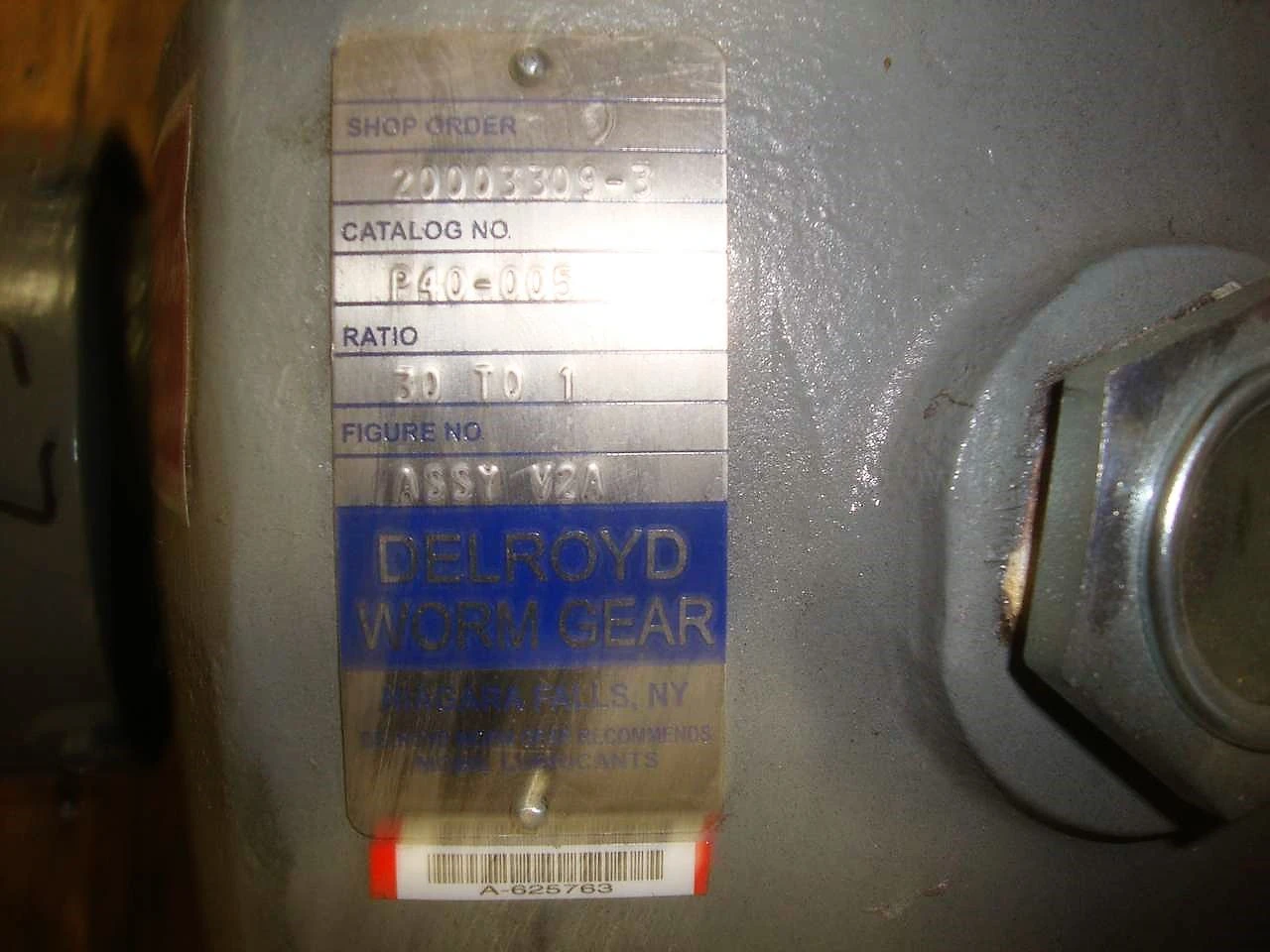 Delroyd Worm Gear Figure ASSY Y2A Ratio 30 to 1