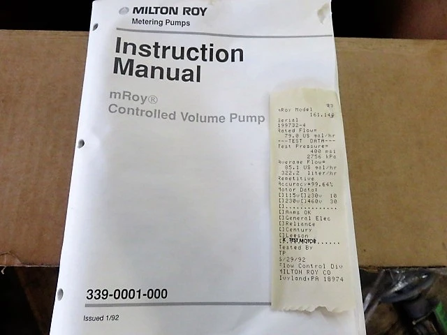 Milton Roy Metering Pump Model FR161-144 Unused Condition