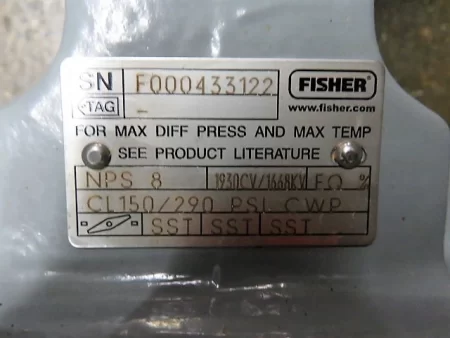 Fisher 8″ 150# Butterfly Control Valve, material WCC/316