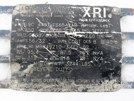250 hp Marathon XRI High Efficiency AC Motor