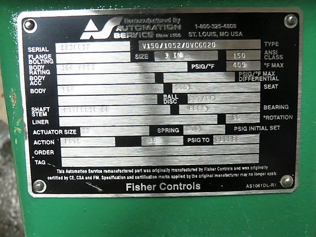 Fisher 3″ V150 V-Ball Control Valve , material WCB/316