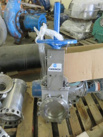 8″ 150# Orbinox Knife Gate Valve Hand Wheel Operated , Unused Condition