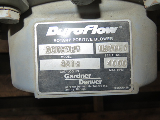 Gardner Denver DuroFlow Rotary Positive Blower model GGDEABA Catalog No. 4518
