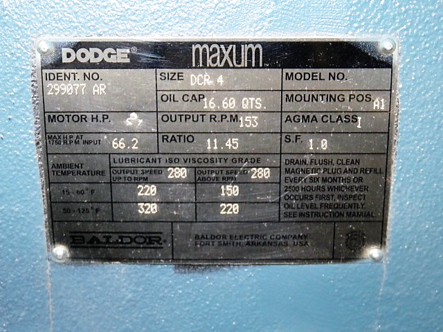 Dodge Maxum Gear Reducer Size DCR4 Ratio 11.45