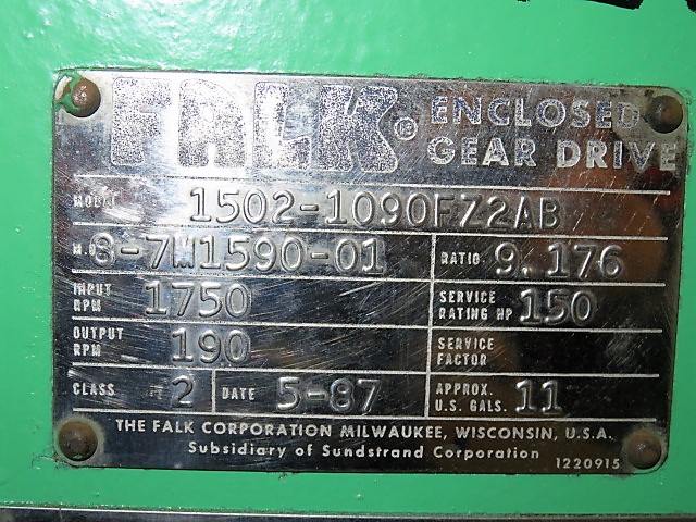 Falk Enclosed Gear Drive Model 1502-1090FZ2AB Ratio 9,176 Unused Condition