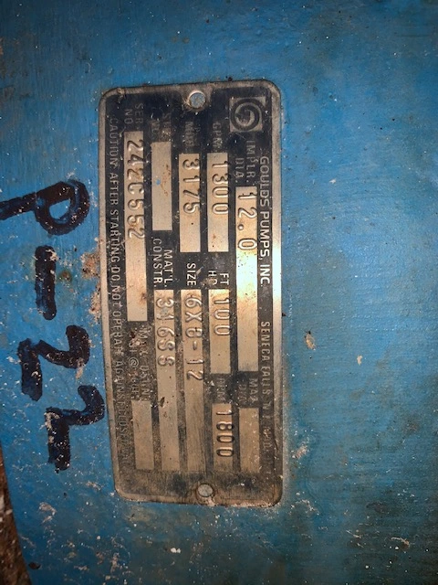 Goulds 3175 Stock Pump size 6×8-12 Stainless