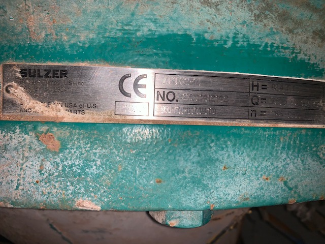 Sulzer pump model APT52-14 size 16×14-20 Material A890