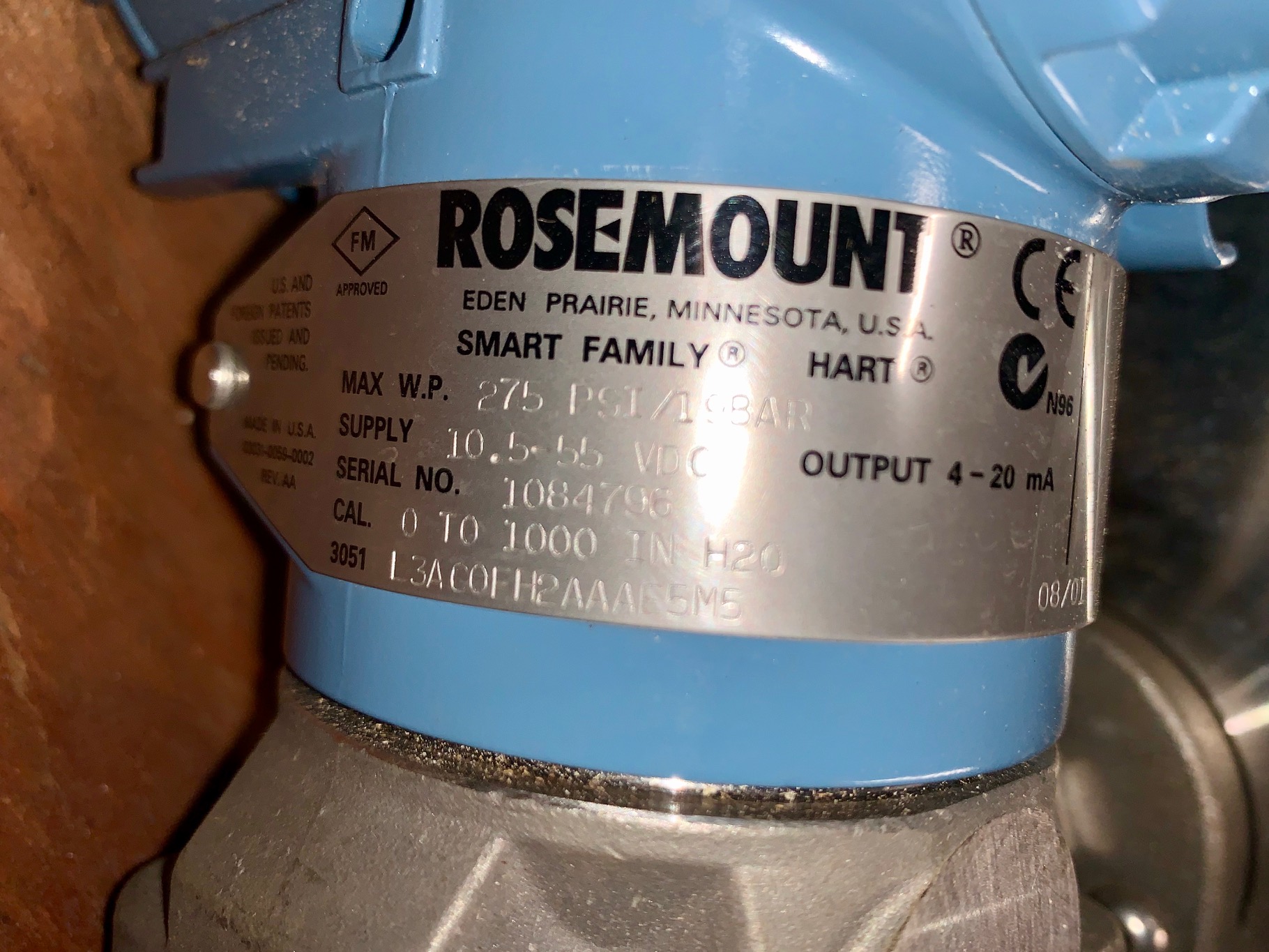 Rosemount 3051L3AC0FH2AAAE5M5 Cal. 0-1000″ H2O size 3″-150# Unused