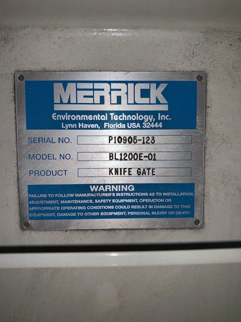 12″ Merrick Knife Gate Valve model BL1200E-01 Unused