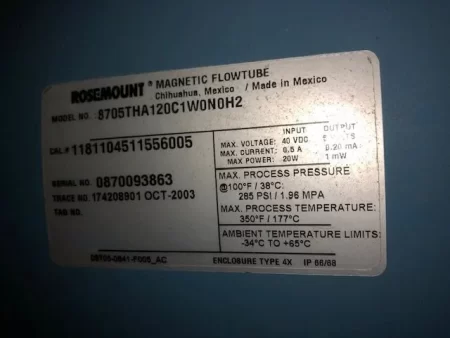 3″ Rosemount Magntic Flowtube Model 8705TSA030C1M0N5 New Storeroom Spare