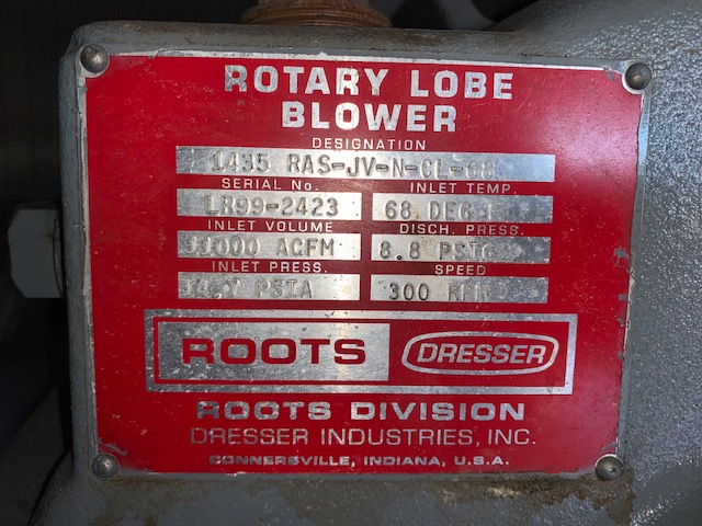 Roots Dresser Rotary Lube Blower Model 1435 RAS-JV-N-CL-68 Rebuilt Condition