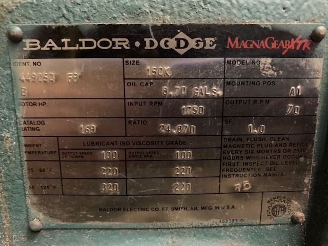 Dodge Baldor Magna Gear XTR Gear Reducer Size 150K Ratio 24.870