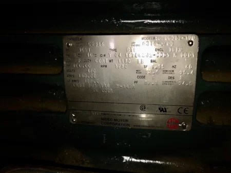 100 hp 1180 rpm 460v frame 405T US Motors AC Motor Unused