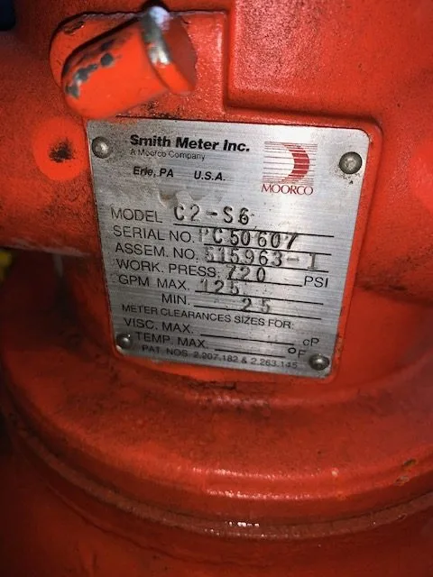 Smith Meter Rotary Vane PD Meter, Model C2-S6, Size 2”, NEW Storeroom Spare