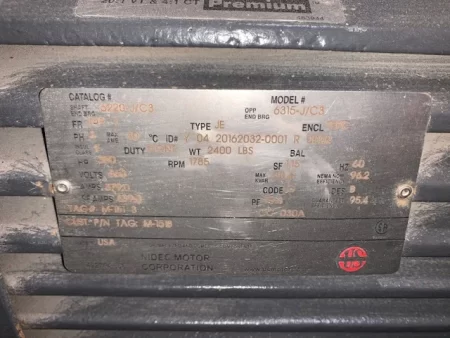 350 Hp 1785 Rpm 460v 449T US Motors AC Motor, Unused