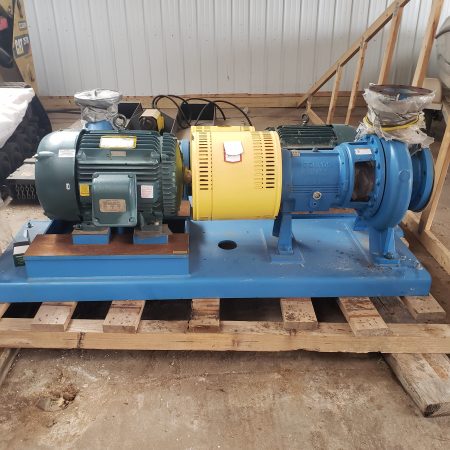 Goulds 3196 MTi 6×8-13 DI/SS Fitted Pump with Base and Baldor 25hp, 1180rpm, 460 volt motor, New Storeroom Spare.
