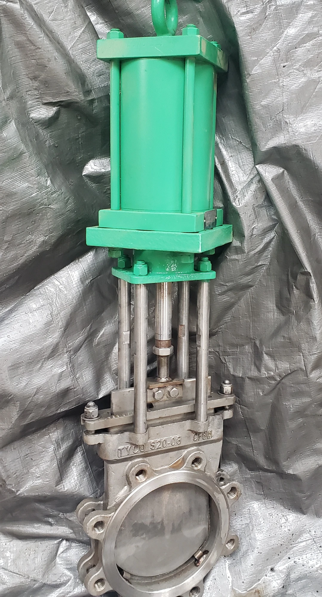 Tyco 6″ 150# Pneumatic Air Actuated Stainless Steel Knife Gate Valve, New Storeroom Spare