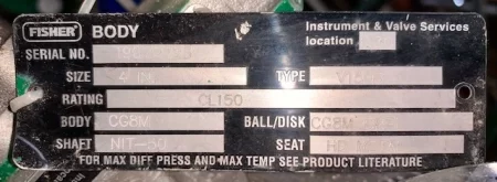 4″ V150 V-Ball Body Control Valve, New Storeroom Spare