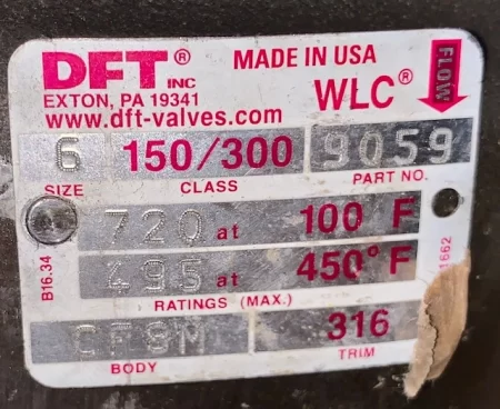 6″-150# DFT Check Valve CF8M Stainless, New Storeroom Spare