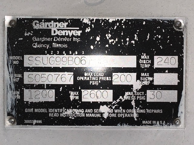 Gardner Denver SSUG99B06 Blower, New Storeroom Spare