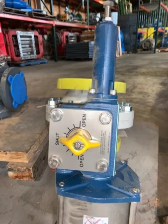 6″-150# Neotecha AB Teflon Lined Ball Valve, Air Operated, Rebuilt Storeroom Spare