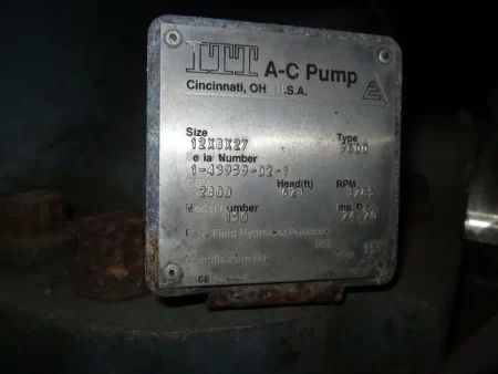 ITT AC Pump 9600 12×8-27 CD4M, Impeller Diameter 24.20″