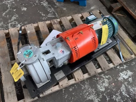 DXP 1×1.5-8 Stainless Steel pump with base and motor, Unused Spare Store Room