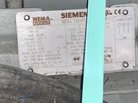 40 hp Siemens NEMA Premium Efficiency AC Motor , 1780 rpm 460 volts