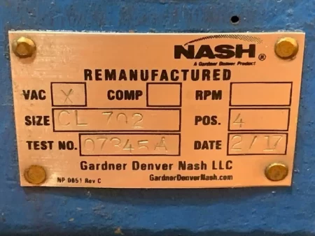 Nash Vacuum Pump size CL702 , Remanufactured