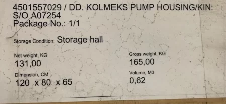 Casing for Kolmeks In-Line Pump Stainless Steel New Storeroom Spare