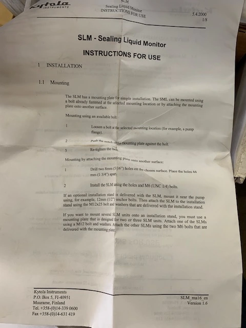 Kytola Instruments SLM3 Seal Water Flowmeter, New Storeroom Spare
