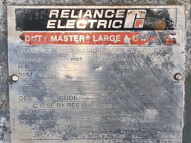 300 hp Reliance Electric AC Motor, 890 Rpm , 2300v