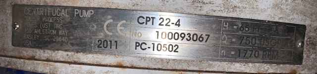 Ahlstrom / Sulzer pump model CPT22-4