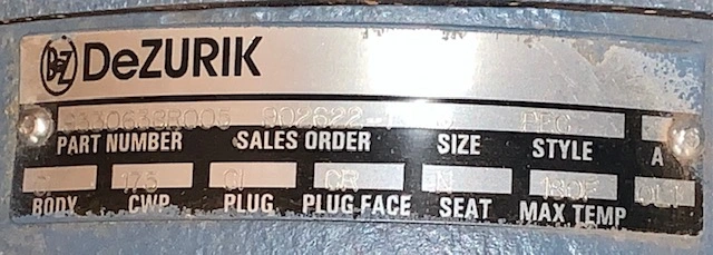 Dezurik 6″ Eccentric Plug Valve, New Storeroom Spare