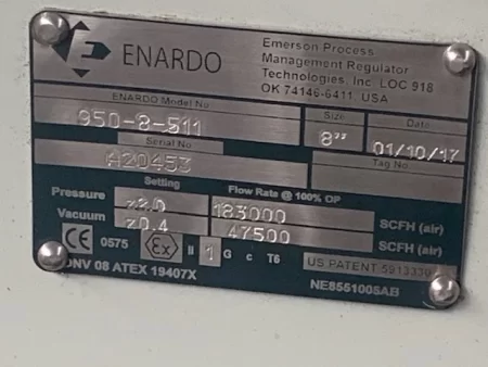8″ Enardo Series 950 Vent to Atmosphere Pressure/Vacuum Relief Valve , Unused