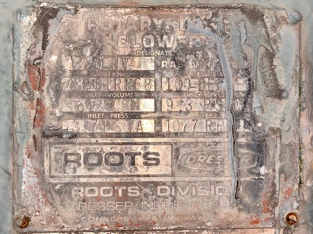 Roots Dresser Rotary Lobe Blower Model 220 JV