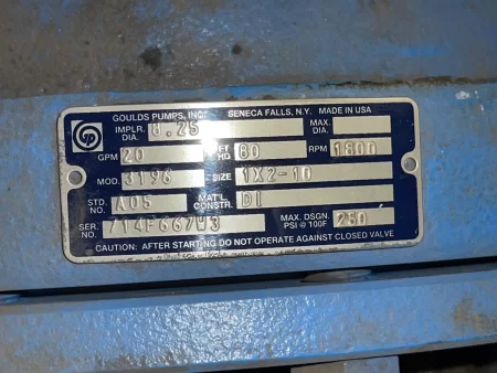 Goulds pump 3196 MTX size 1×2-10 with base and motor New Storeroom Spare