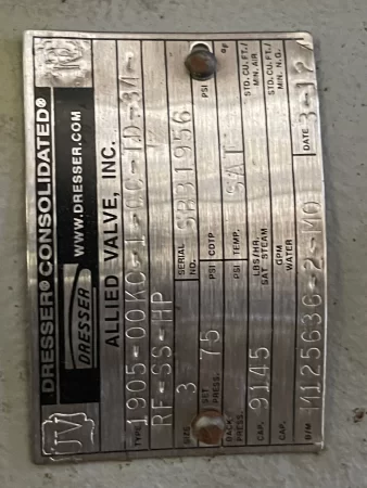 3″ Consolidated Safety Relief Valve