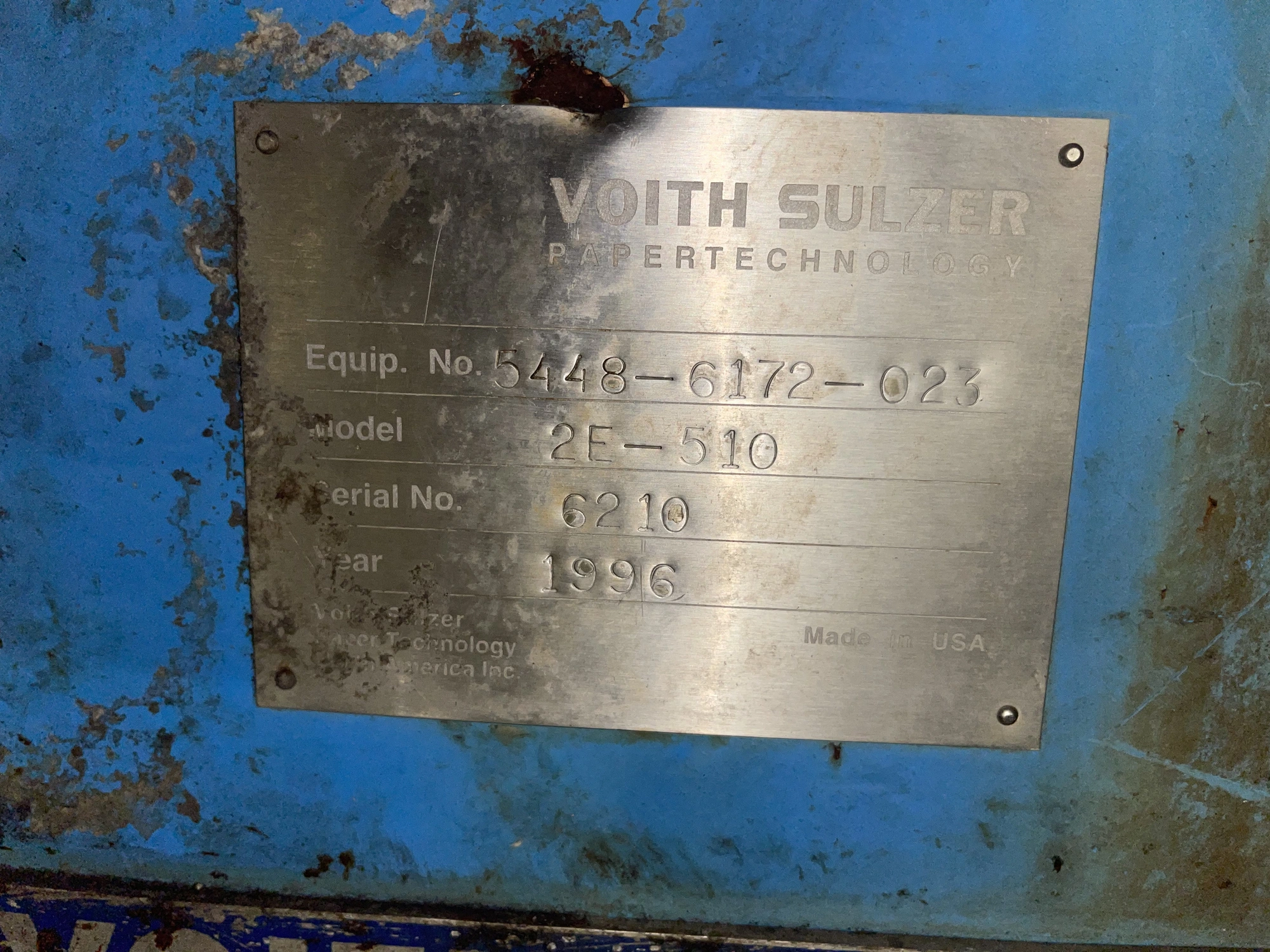 Voith Sulzer 2E-510 Stainless Steel Deflaker