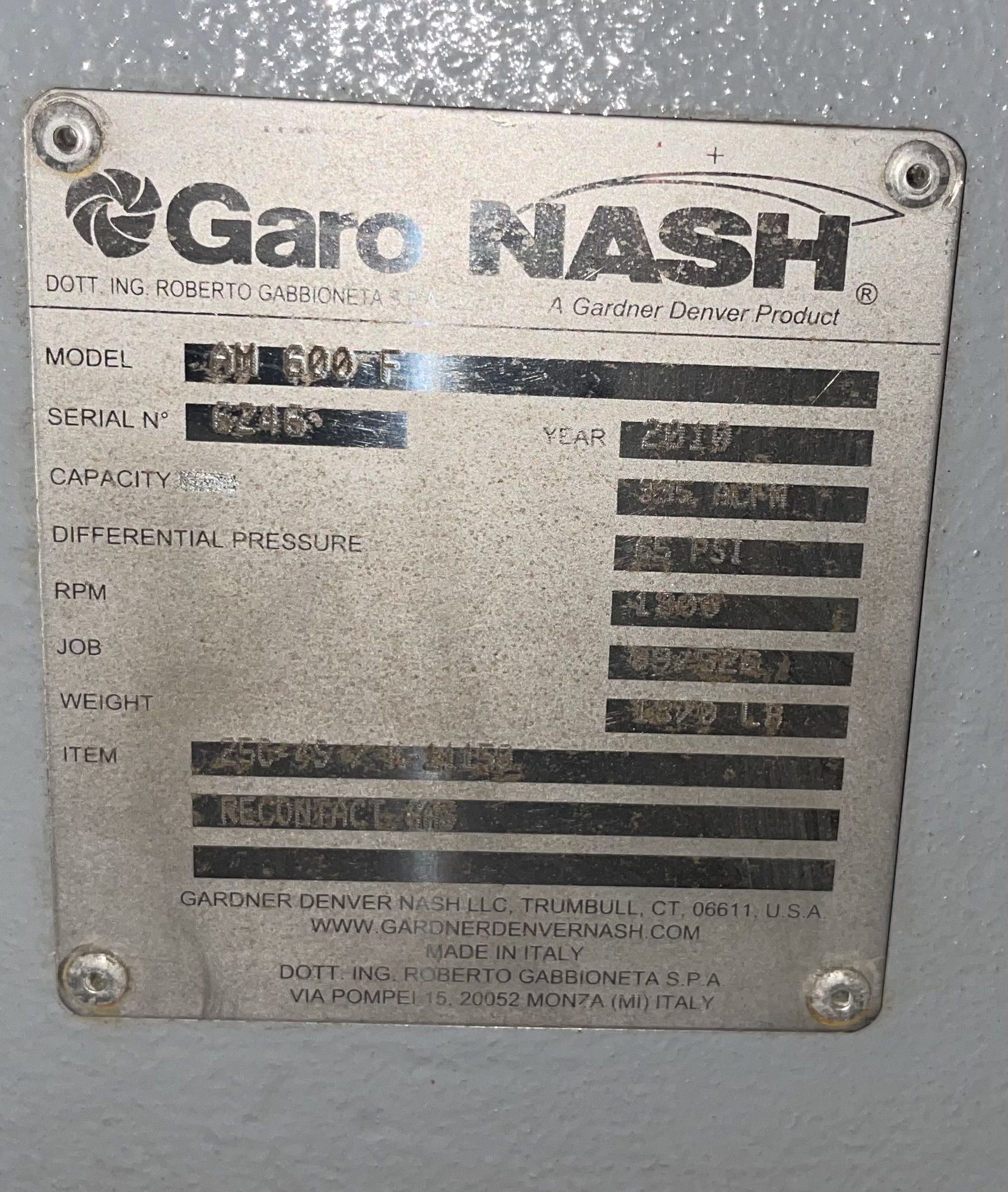 Nash Garo AM 600F Vacuum Pump , New Storeroom Spare